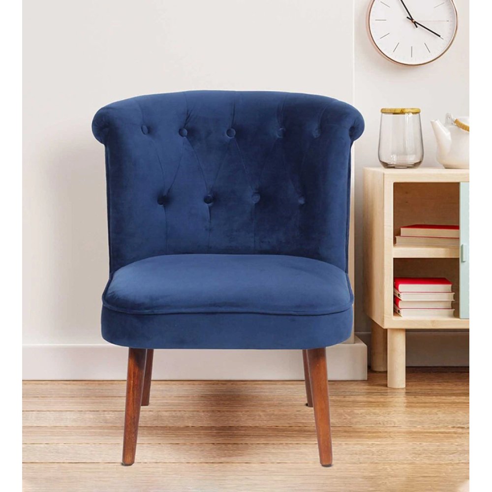 Buy Milano Fabric Slipper Chair in Dark Blue Color